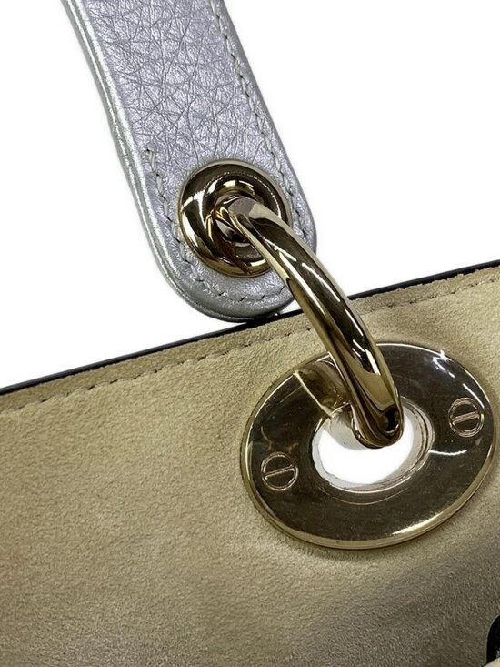 DIOR/ChristianDior Lady Dior Medium Bag Silver Leather Handbag main image 4